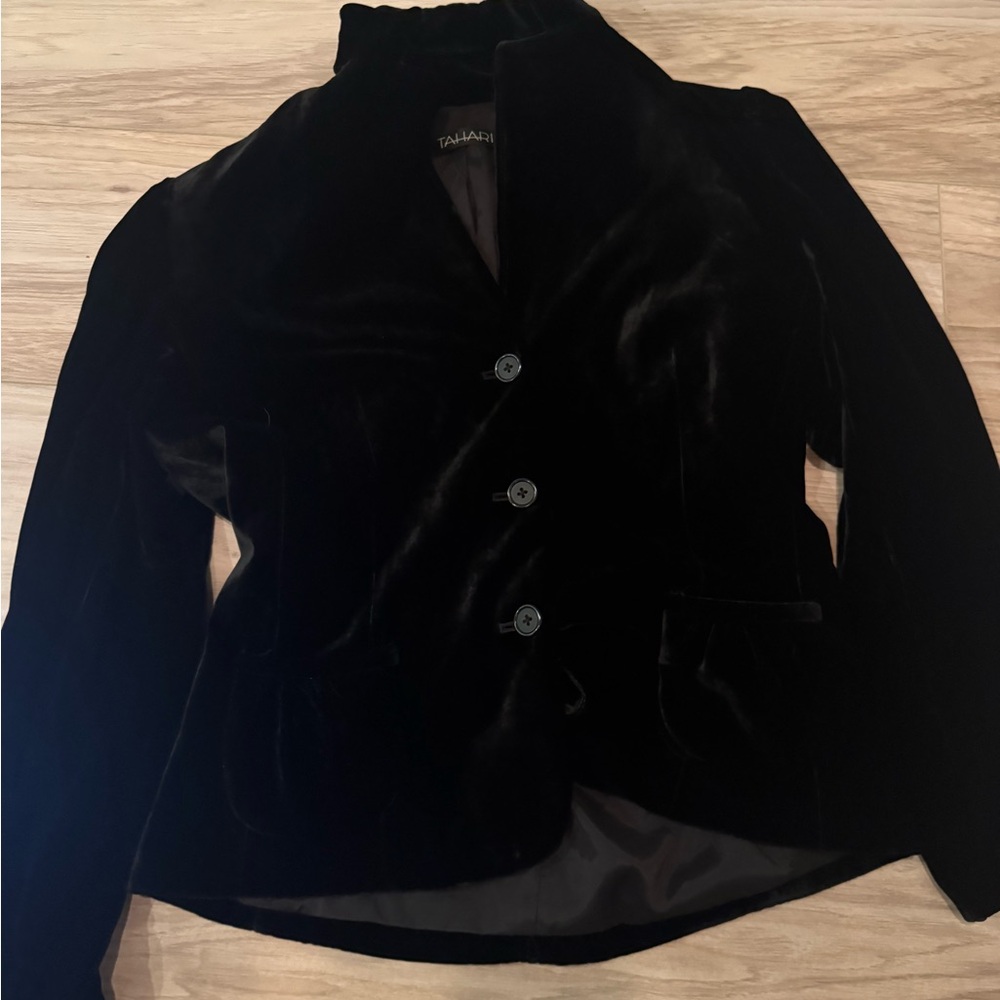 Tahari Black Velvet Women's Blazer